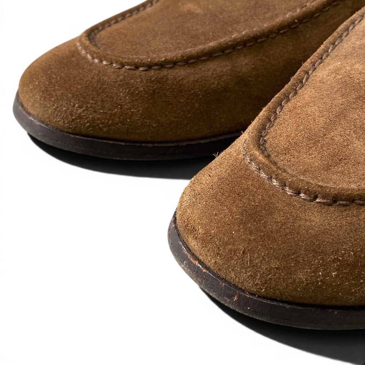 1f10 Santoni サントーニ リボンローファー スウェードレザーシューズ サイズ8 ブラウン メンズ 紳士靴u02t