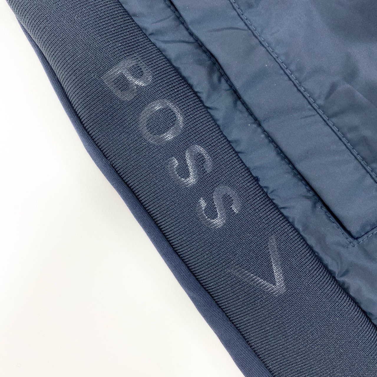 77i26 HUGO BOSS ヒューゴボス PERFORMANCE ナイロン切替 スウェットパンツ S ネイビー ストレッチ◎ ボトムス サイドラインt18r