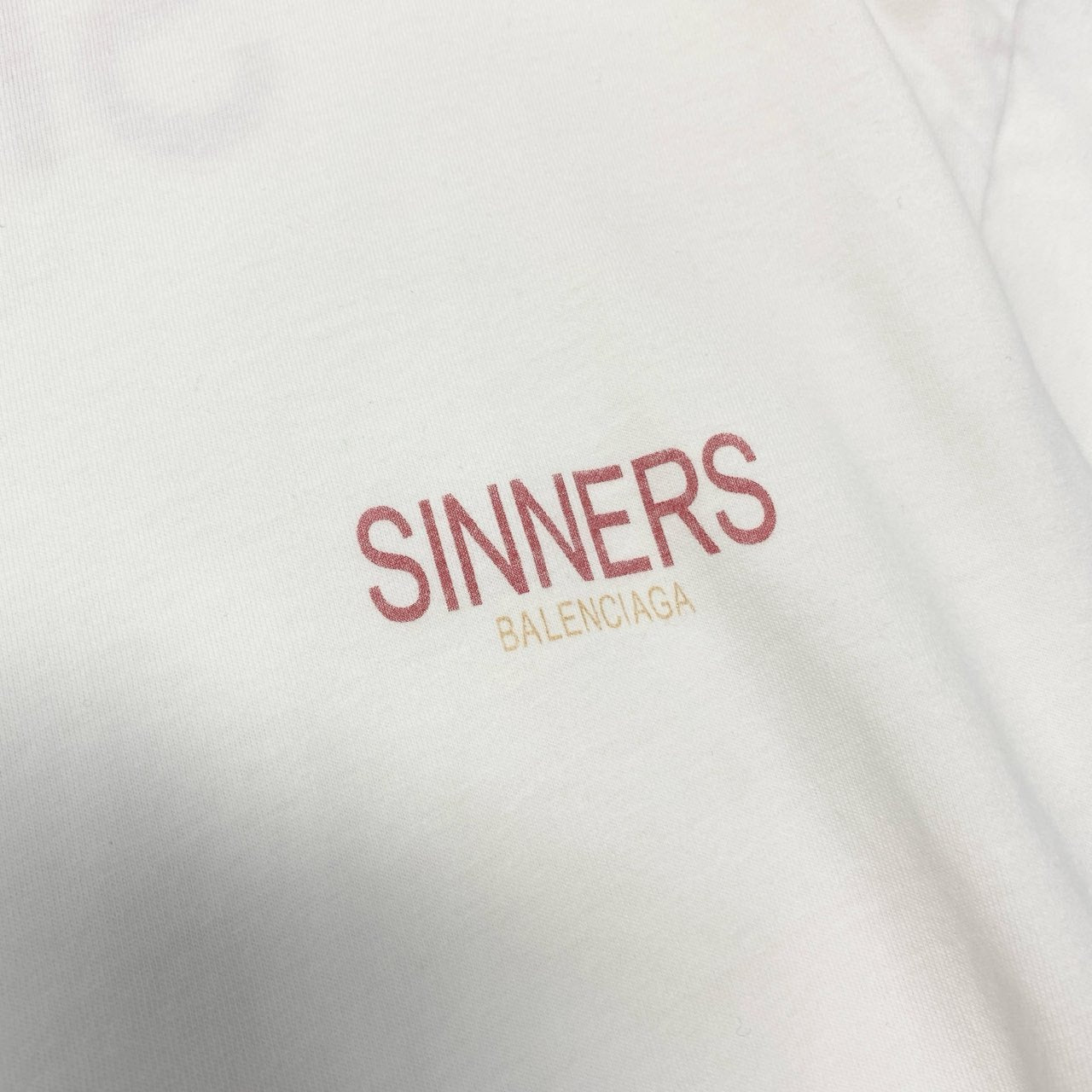 15c5 BALENCIAGA バレンシアガ SINNERS ロゴ オーバーサイズ Tシャツ カットソー M ホワイト コットン メンズu02t