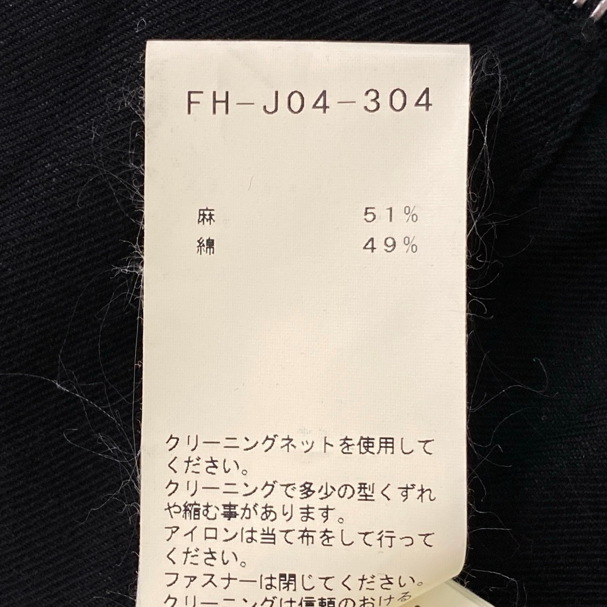 Ah6 yohji yamamoto ヨウジヤマモト femme 2019年 ランウェイ着 ジップジャケット FH-J04-304 1 ブラック リネン コットンu02t