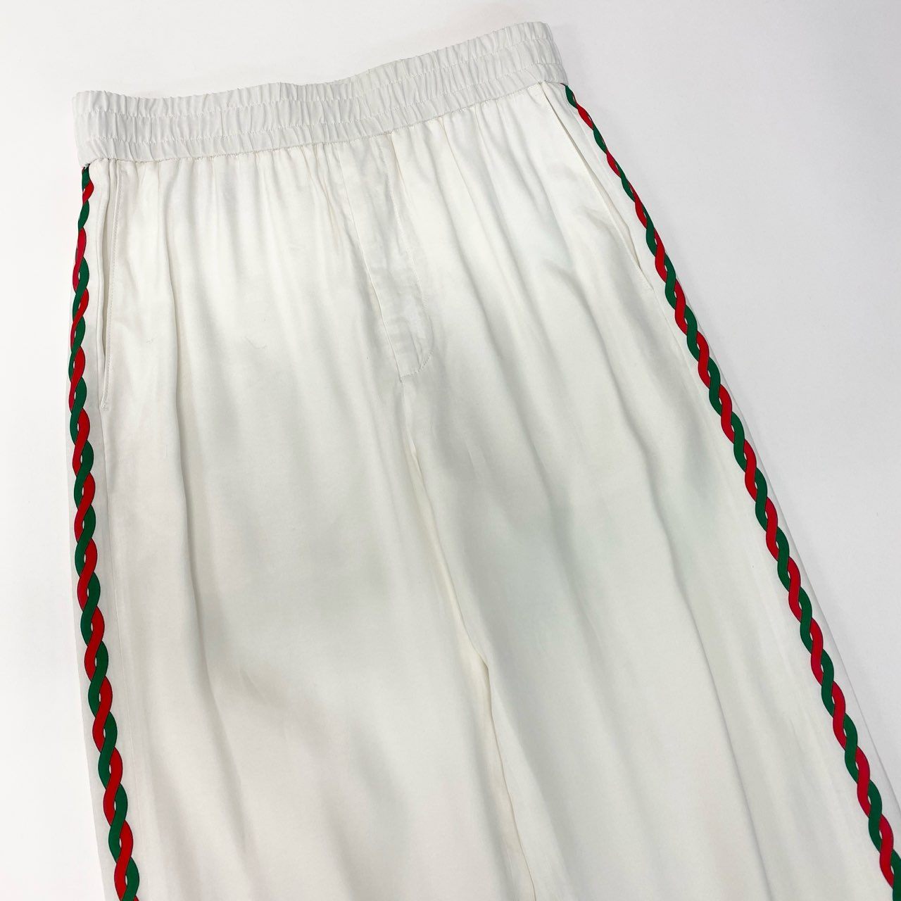 Ia29 GUCCI グッチ インターロッキングG サイドロープライン イージーショーツ サイドジップ 44サイズ ホワイト レーヨン100％ メンズ 男性用o07t