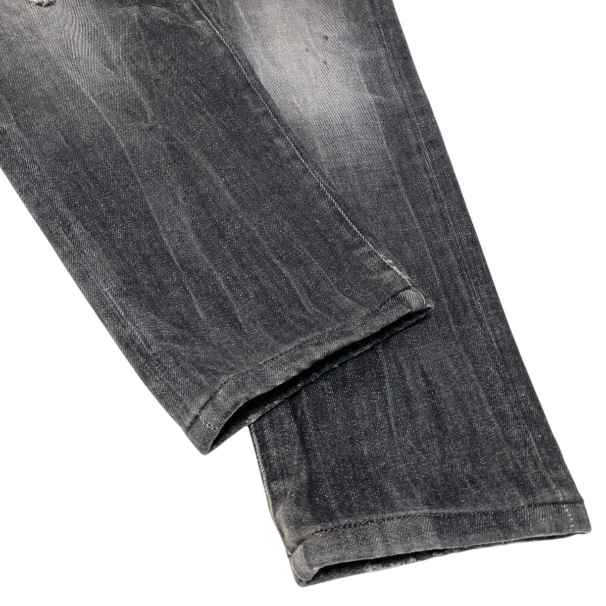 91h3 DOLCE＆GABBANA ドルチェアンドガッバーナ デニムパンツ 14stretch ジーンズ イタリア製 ダメージ加工 ロゴプレート コットンブレンド 50 ブラック メンズ 男性用o07t