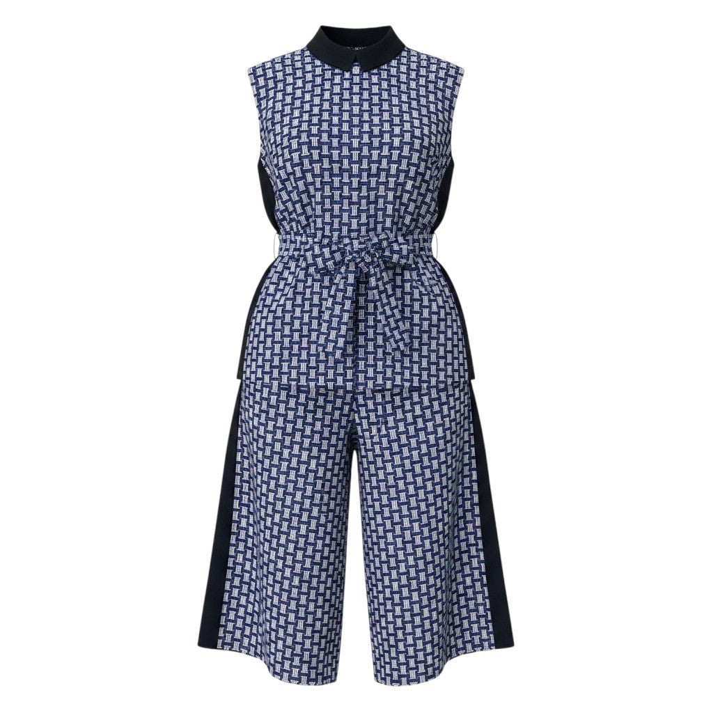 If8 【未使用タグ付】 LANVIN COLLECTION ランバンコレクション 定価16.5万円 セットアップ モノグラム ジャガーベスト ハーフパンツ サイズ36 ブルー レディース 女性用u02t