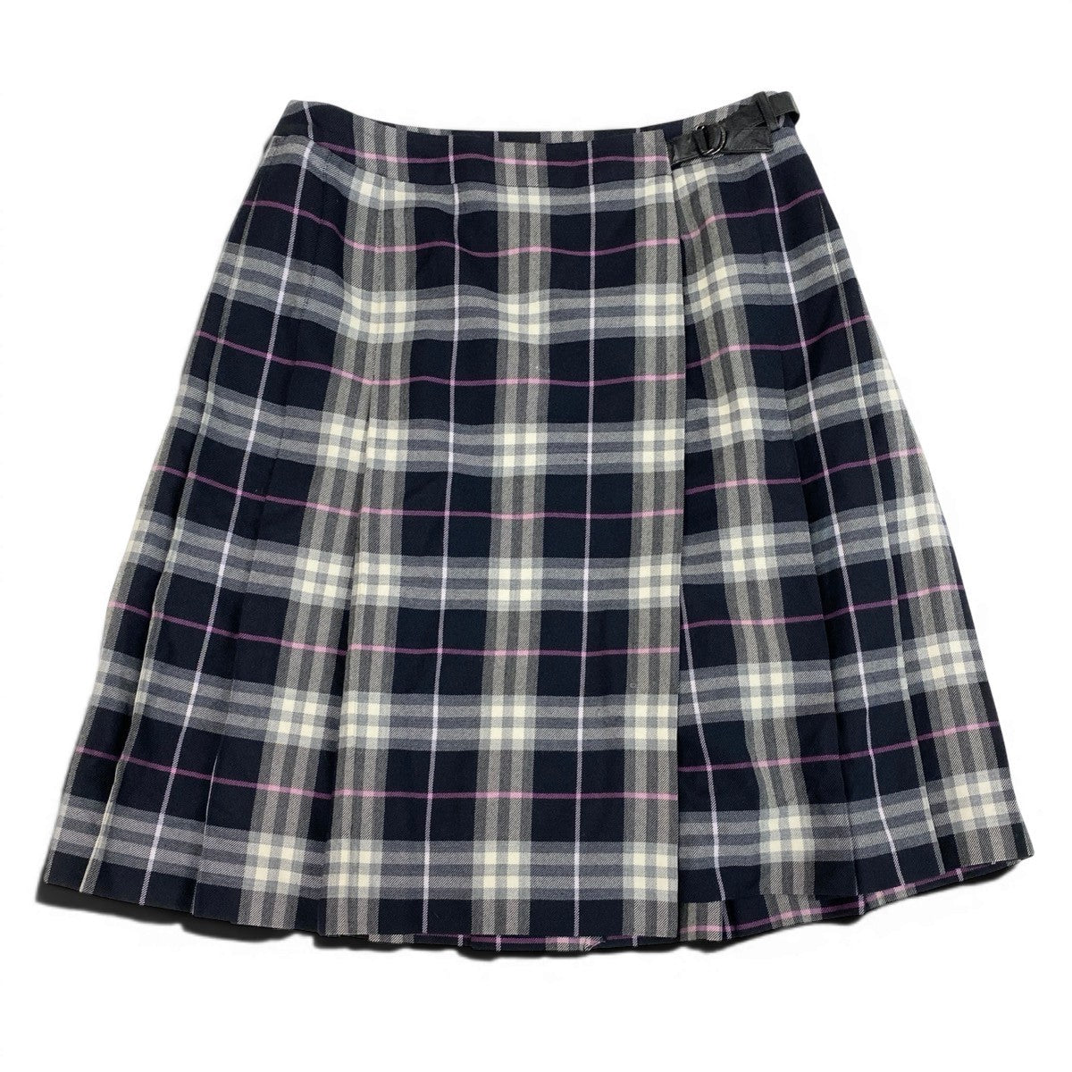 Ig10 BURBERRY LONDON バーバリーロンドン チェック柄 ラップスカート フレアスカート サイズ13 マルチカラー ウール100％ レディースta2