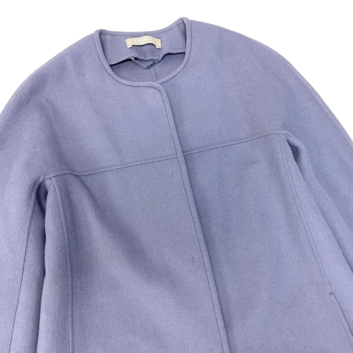 26g14 'S Max Mara エスマックスマーラ クチートアマーノ ノーカラーコート アンゴラ混 サイズ36 ブルー系 レディース 女性用u02t