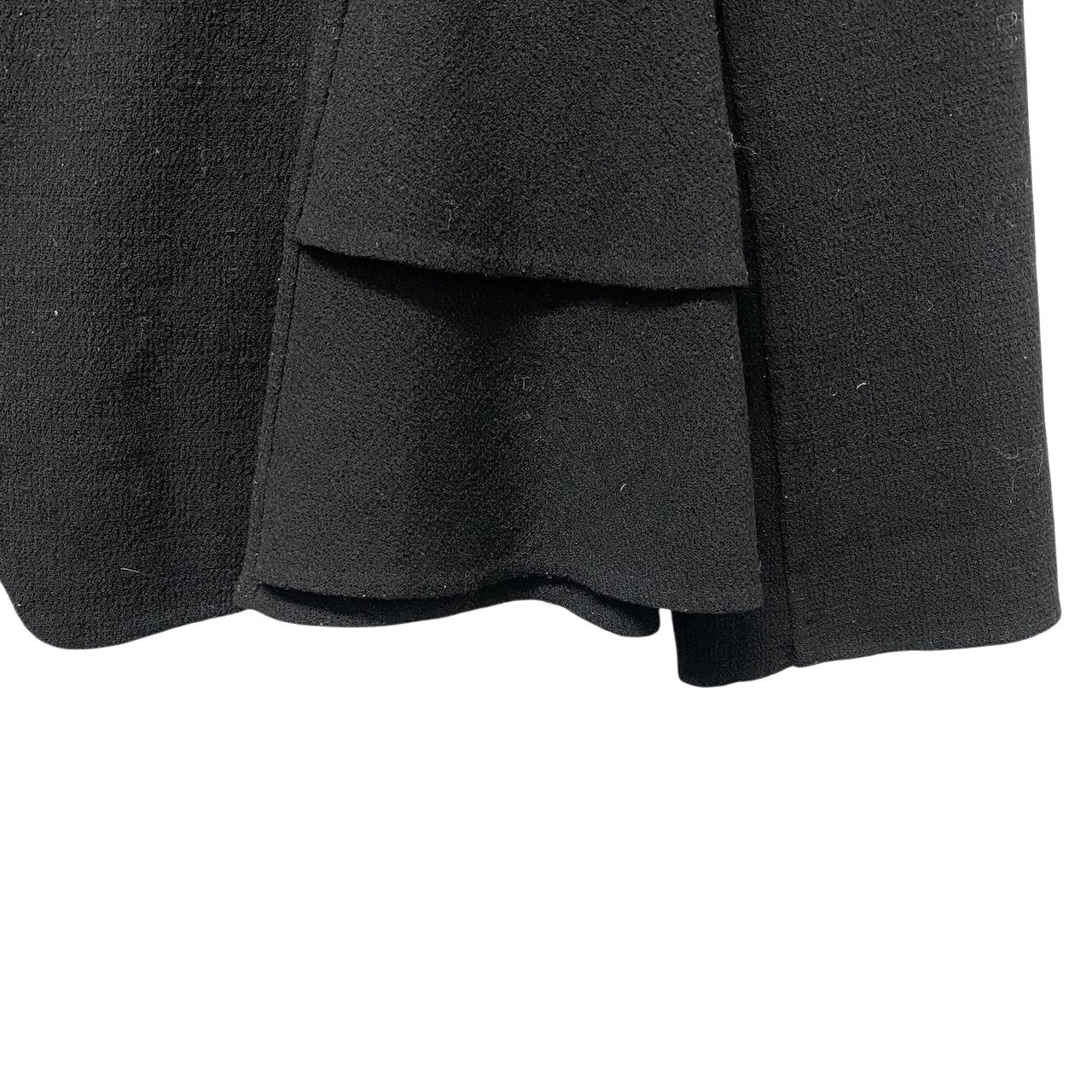 17f18 ARMANI COLLEZIONI アルマーニコレツィオーネ ノーカラージャケット 裾フリル サイズ48/2XL相当 ブラック ウール100％ レディース 女性用u02t