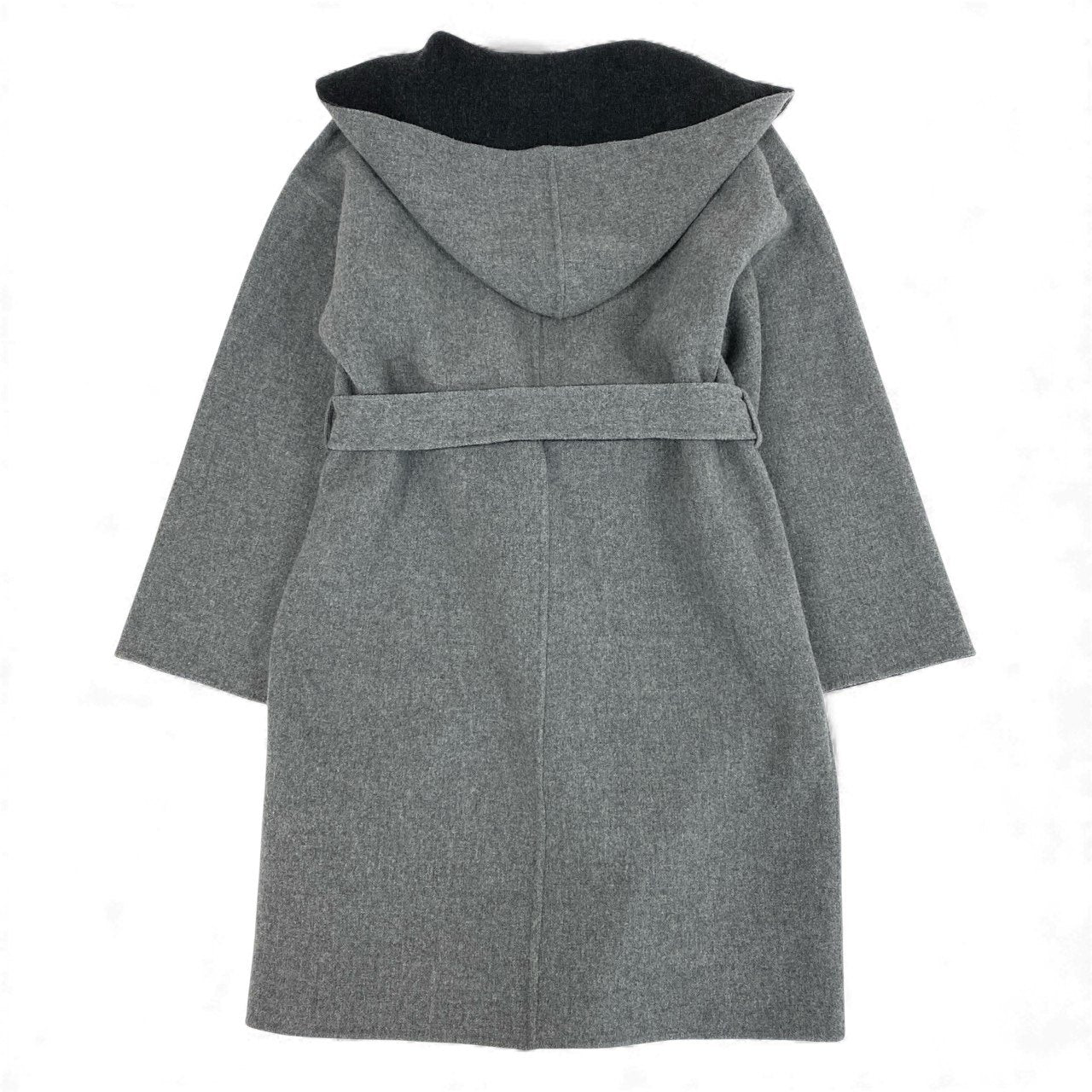 14L1 【美品】bamford バンフォード ウールロングコート リバーシブルコート フーデットコート アウター イタリア製 Mサイズ相当 グレー レディースu02t