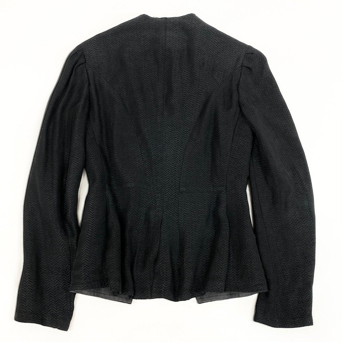 Ah6 yohji yamamoto ヨウジヤマモト femme 1998年 ランウェイ着 ノーカラージャケット  FJ-J08-261 XS ブラック レーヨン リネンu02t