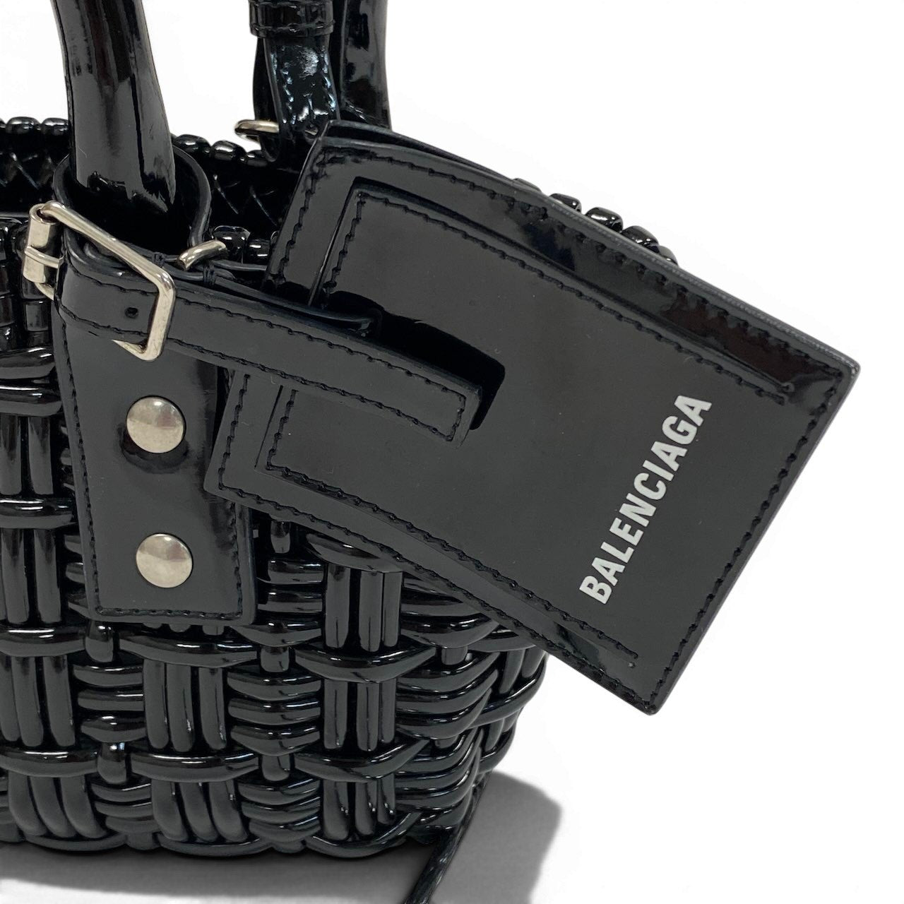 e4 《極美品》 BALENCIAGA バレンシアガ 2WAY ビストロ XXS バスケットバッグ ブラック Bistro Basket Bag Blackt18r