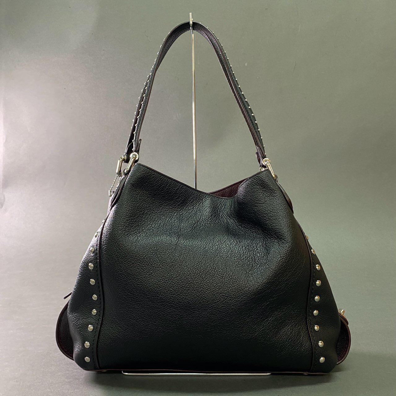 Gb12 COACH コーチ ウエスタンリベット イーディー トートバッグ 57660 ブラック レザー スタッズ ショルダーバッグ 鞄