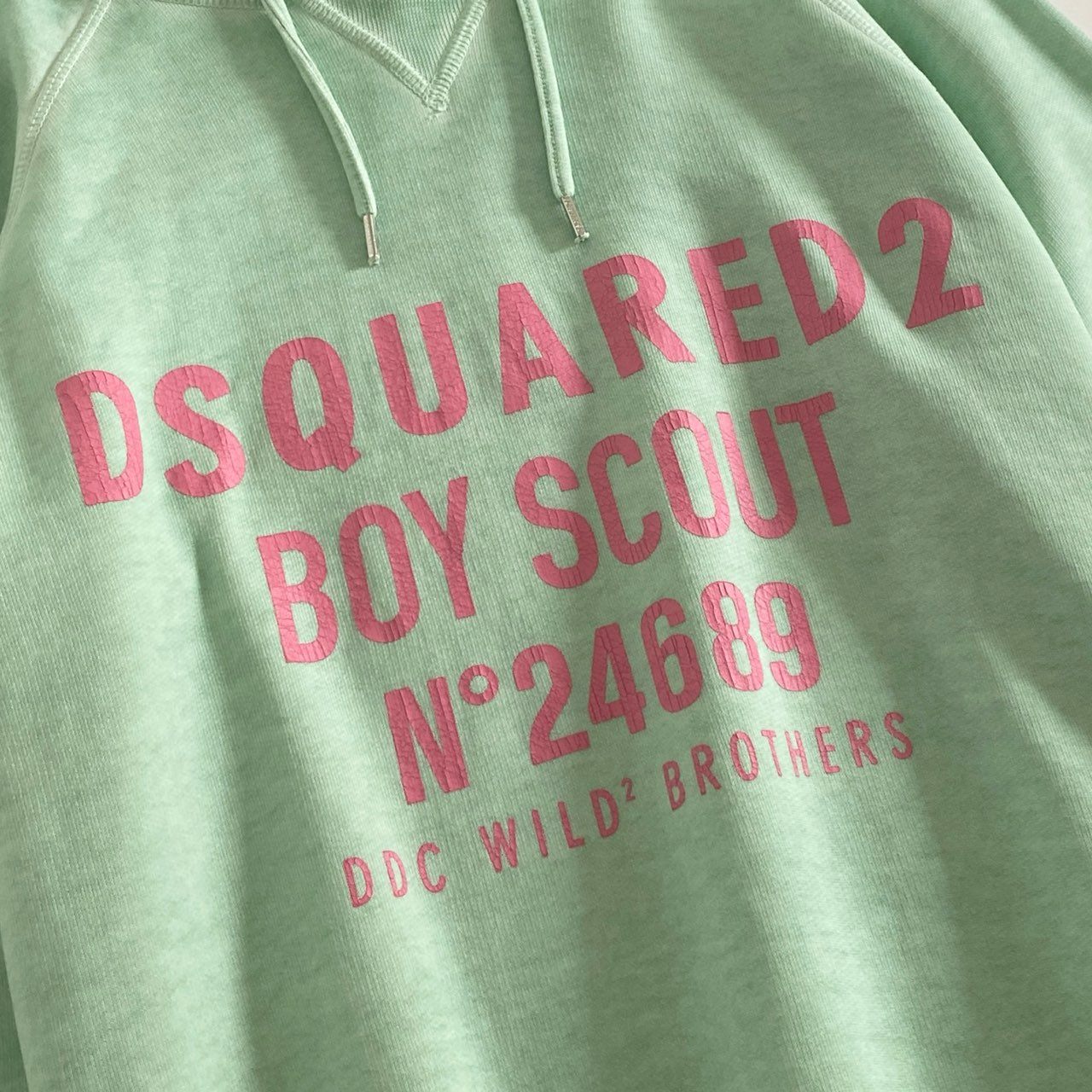 8d13 DSQUARED2 ディースクエアード イタリア製 Boy Scout Sweatshirt S74GU0232 プルオーバー パーカー プリント Mサイズ グリーン コットン