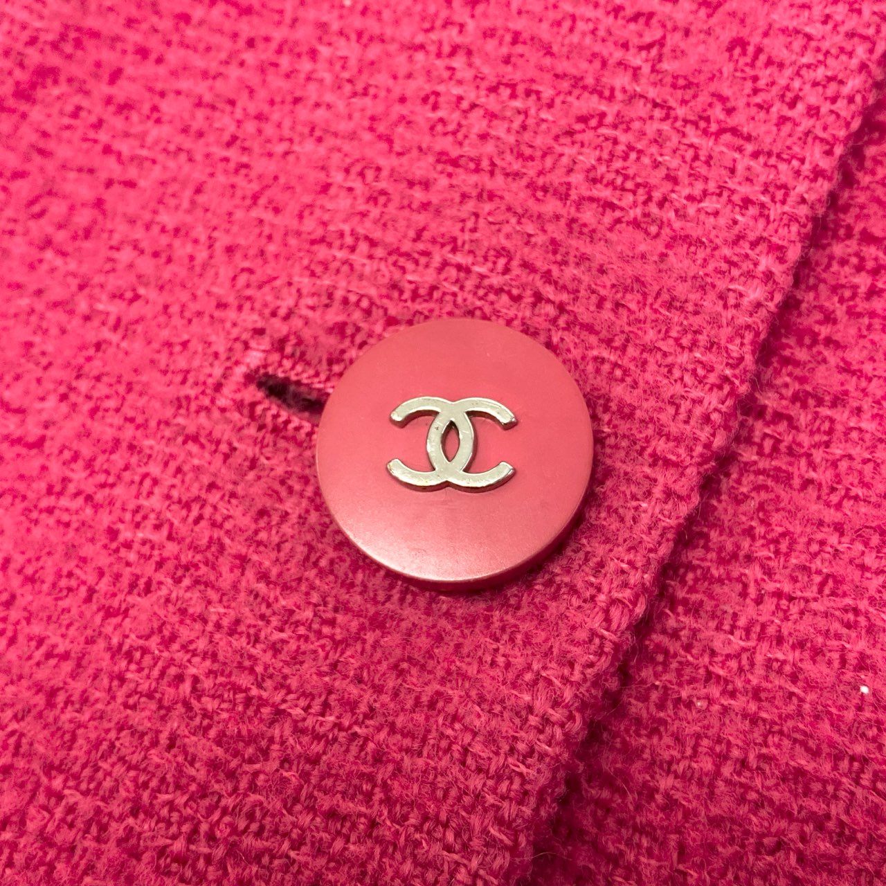 Ca28 CHANEL シャネル 1996年 ツイードジャケット ココマークボタン P06647 サイズ38 ピンク VINTAGEu02t