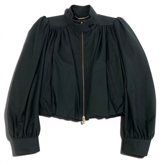 Ee25 Chloé クロエ バルーンスリーブ ブルゾン 2025 ランウェイ  サイズ34 ブラック シェミナ カマリ パフスリーブ ギャザージャケットk02i