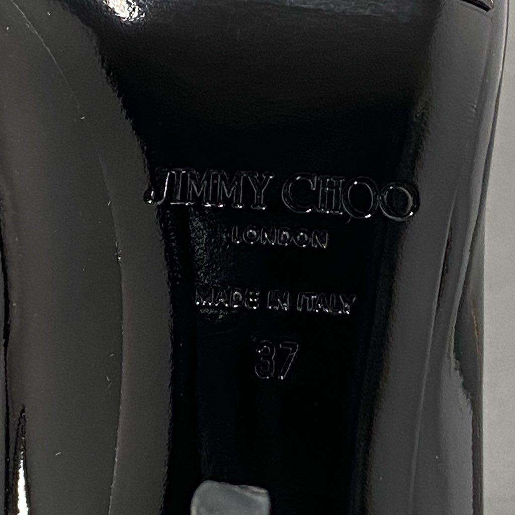 8d21 【極美品】 JIMMY CHOO ジミーチュウ オープントゥ レザーパンプス 247AGNES 37 ブラック/ベージュ レディース 靴