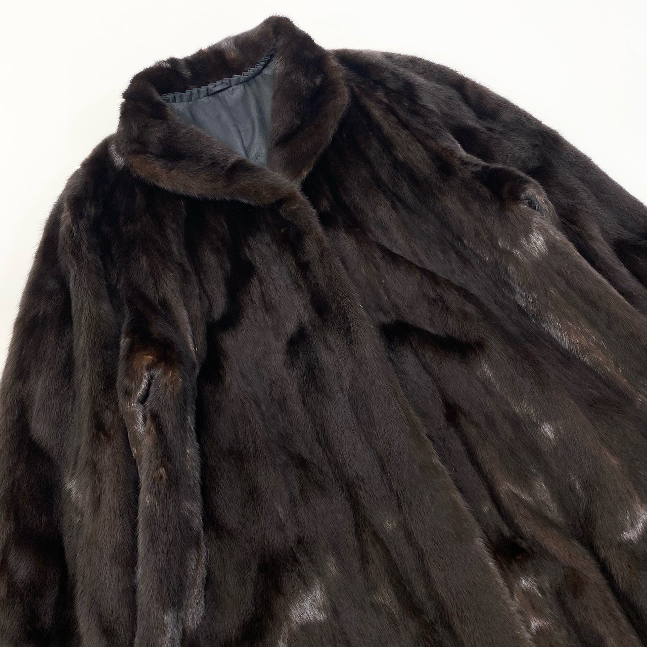 32k27 マホガニーミンク 着丈107cm 超ロングコート サイズ13号 ダークブラウン 本毛皮 MINK FUR リアルファー 艶◎ 毛並み◎t18r