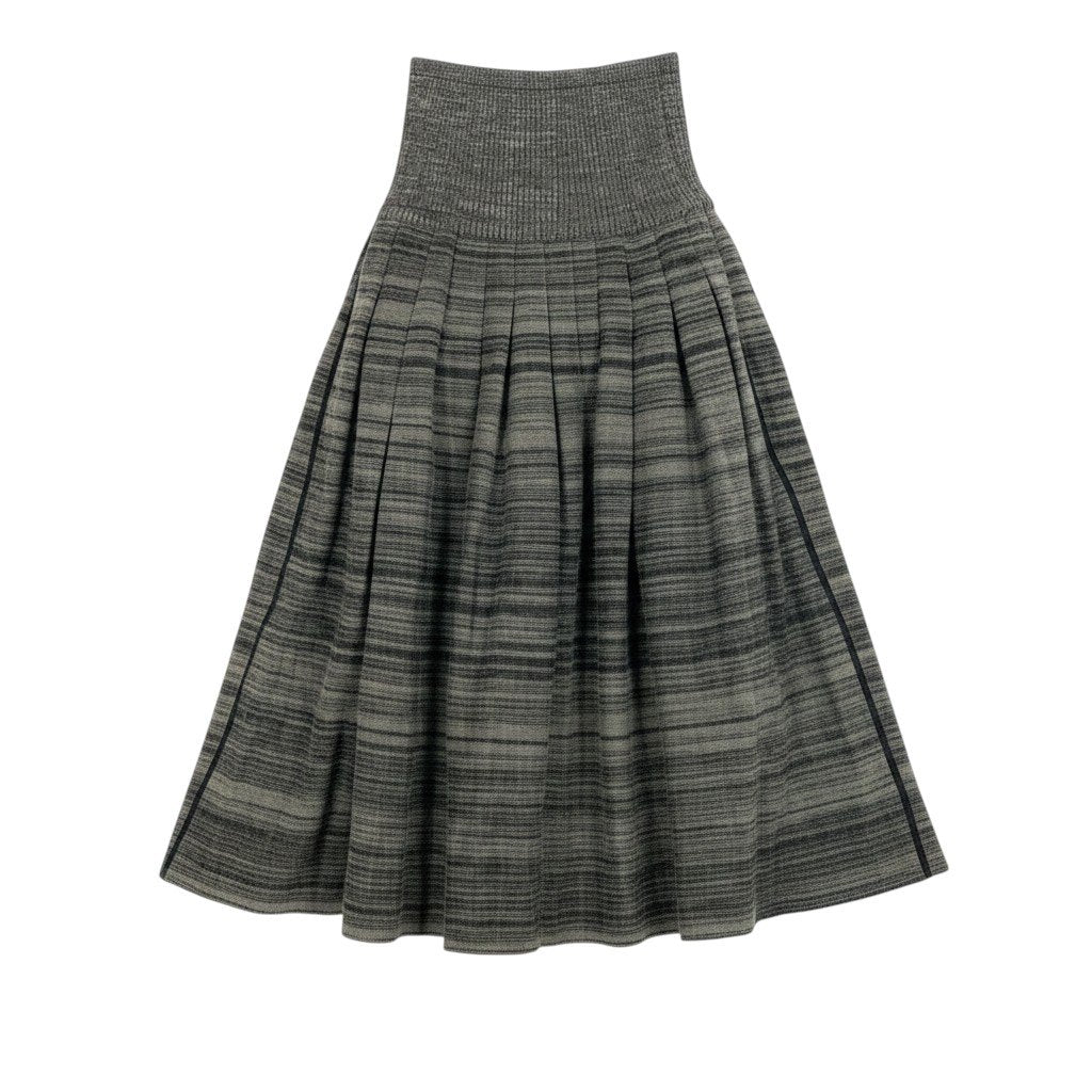 Ag10 issey miyake イッセイミヤケ 70's ニットスカート ロングスカート ボーダー グレー系 レディースk02i