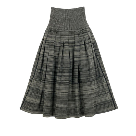 Ag10 issey miyake イッセイミヤケ 70's ニットスカート ロングスカート ボーダー グレー系 レディースk02i