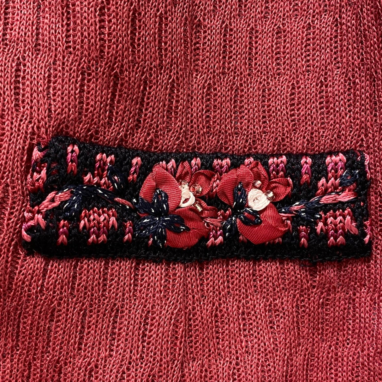 33g2 ATELIER SAGAN アトリエサガン ニットカーディガン リネンカーディガン 花刺繍デザイン  Mサイズ ピンク系 レディース 女性用u02t