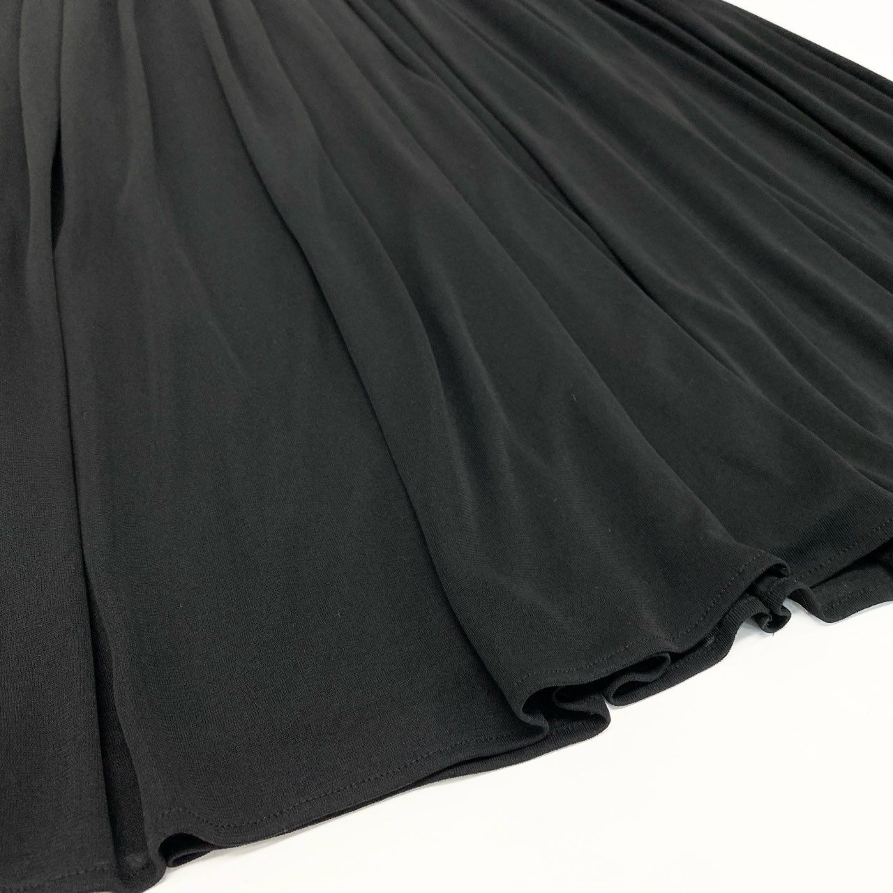 79k21《未使用保管品》 LEONARD FASHION レオナール ギャザースカート フレアスカート ウエストレザー 本革 カンカン素材 レディース 女性用 67 ブラックu02t