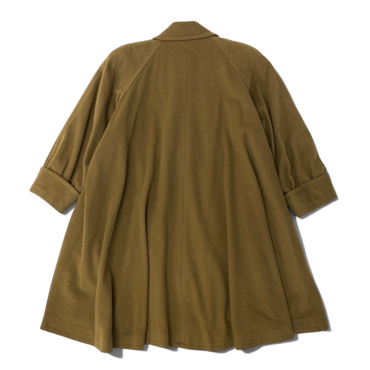 51i2 YVES SAINT LAURENT イヴサンローラン ステンカラーコート ロングコート 金ボタン サイズM グリーン系 ウール100％ レディースo07t