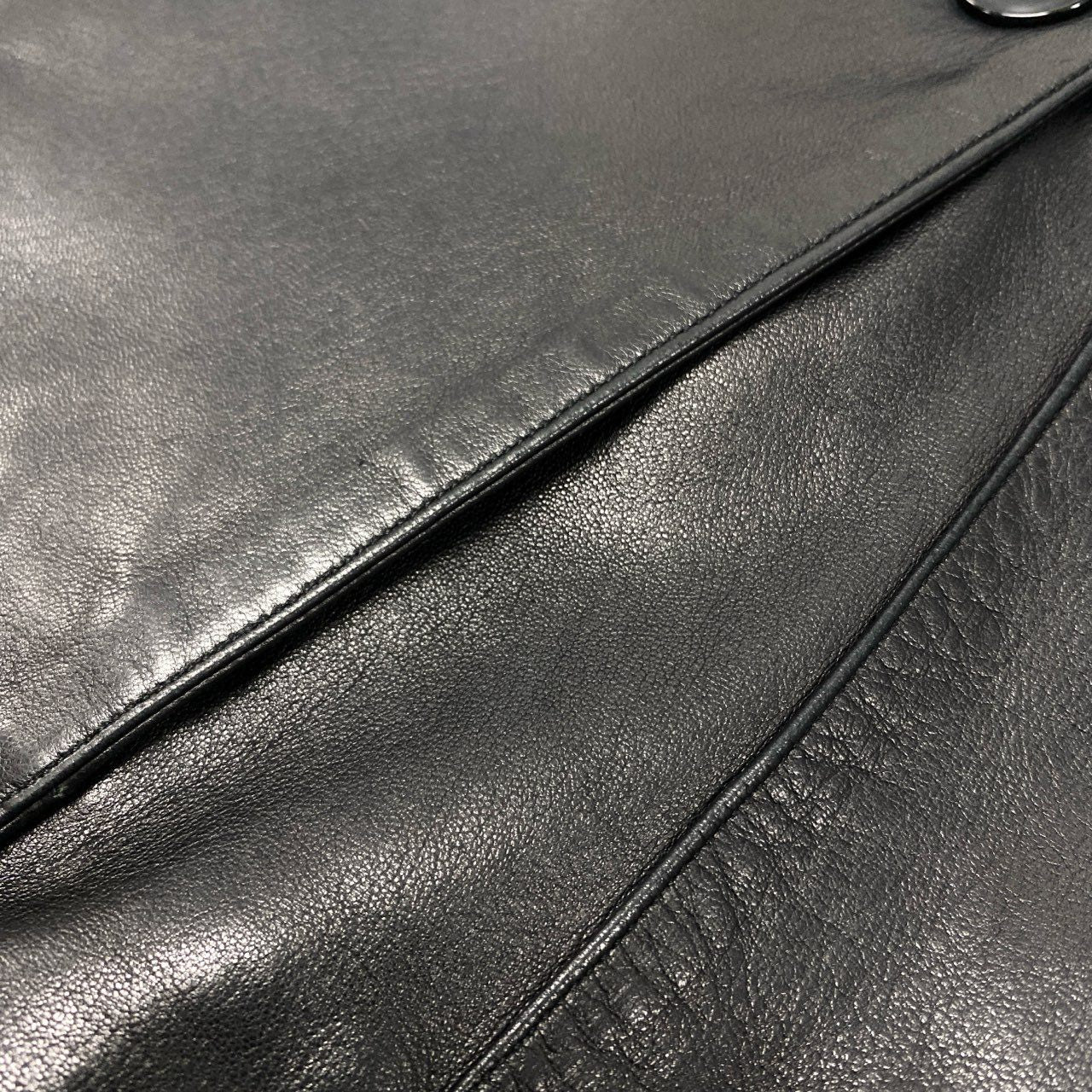 10k11 agnes b.  SPECIAL アニエスベースペシャル レザー ロングジャケット チェスターコート ダブルブレスト フランス製 レディース 女性用 2 ブラックu02t