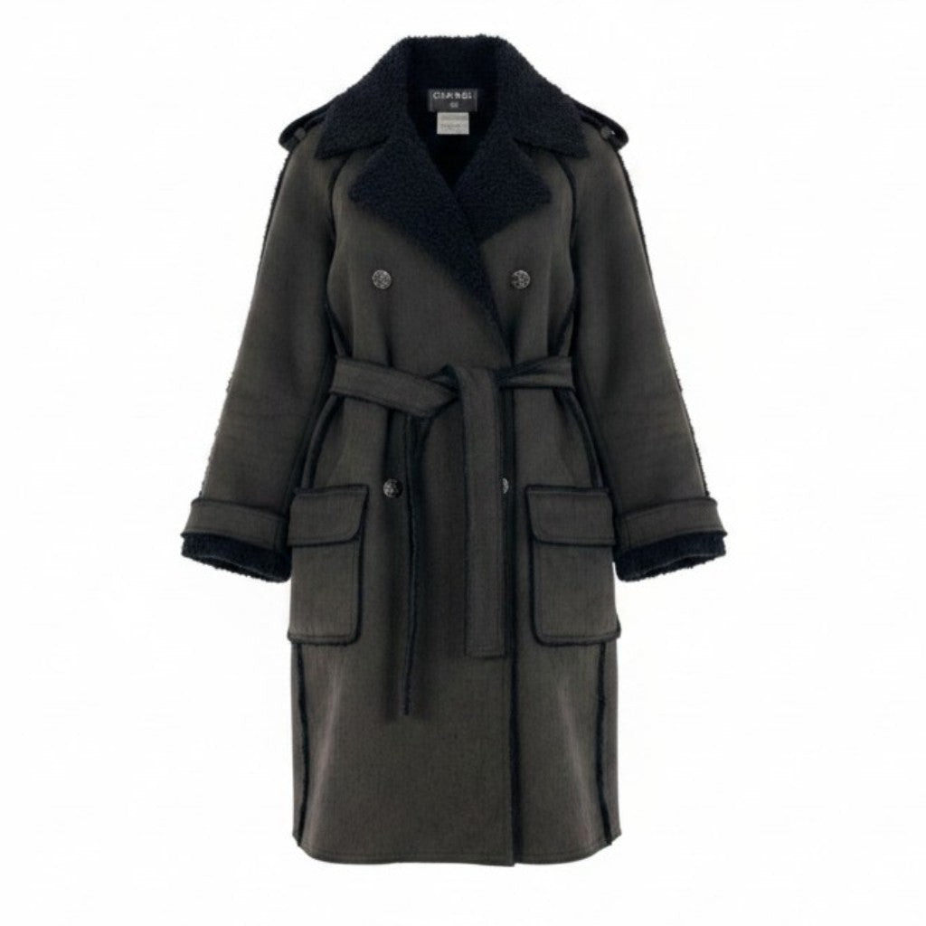 Ch28 CHANEL シャネル 06A ココボタン カットオフ トレンチコート 06A Frayed-Edge Trench Coat P29495 size 38 ダークグレーt18r