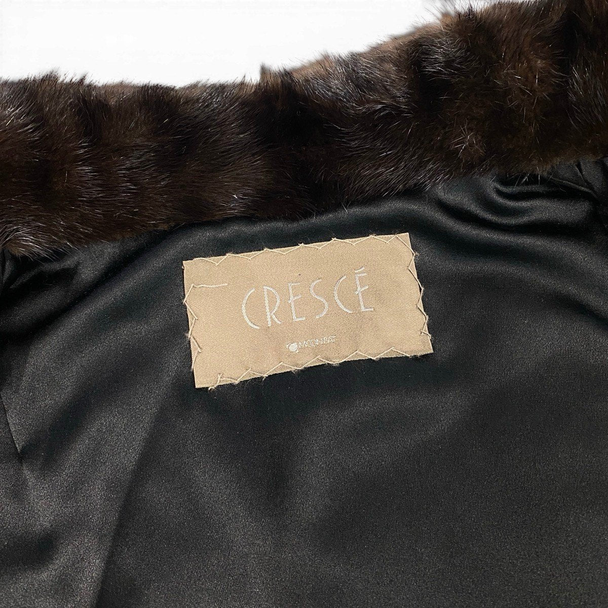 52f10 CRESCE BLACK GLAMA ブラックグラマ レアデザイン ダークミンク ファーコート サイズF ブラウン 最高級本毛皮 Mink Fur Coatt18r