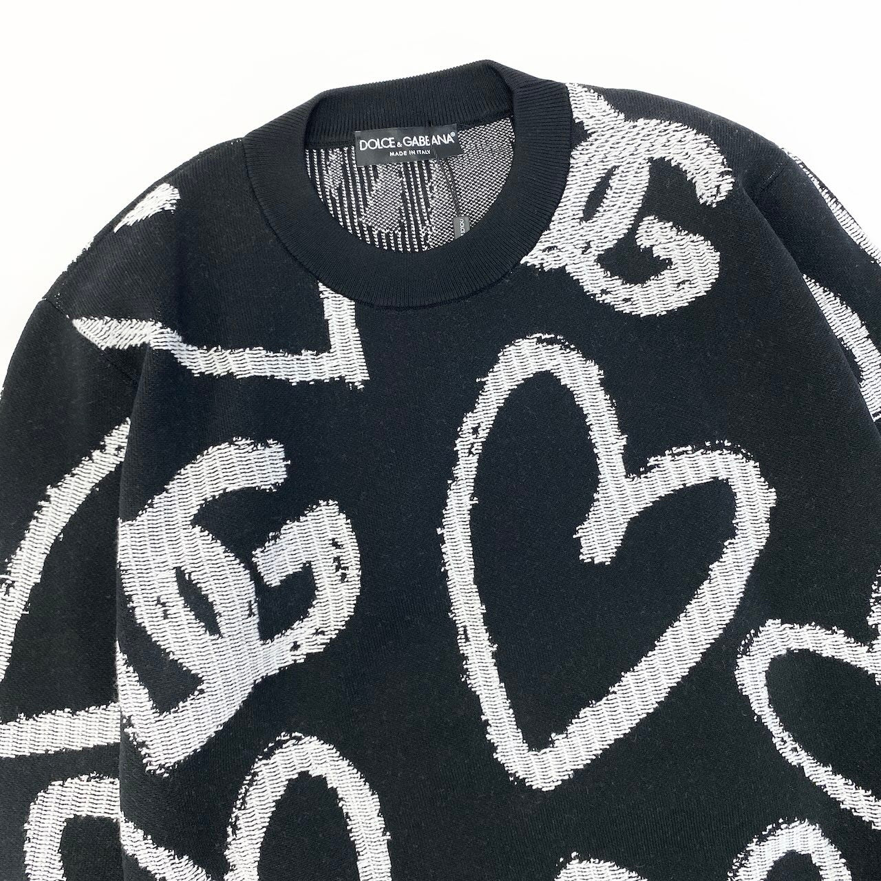 e8 《未使用品》 DOLCE&GABBANA ドルチェアンドガッバーナ ハートアイコン ニットトップ Heart Icon Knit Top サイズXS ブラック D&G ドルガバ タグ付t18r