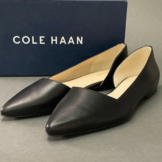 l22 《新品未使用》 COLE HAAN コールハーン BAMBRA SKIMMER Ⅱ バンブラスキマー サイドカット フラットパンプス W07606 24cm ブラック レザー シューズ 箱付き