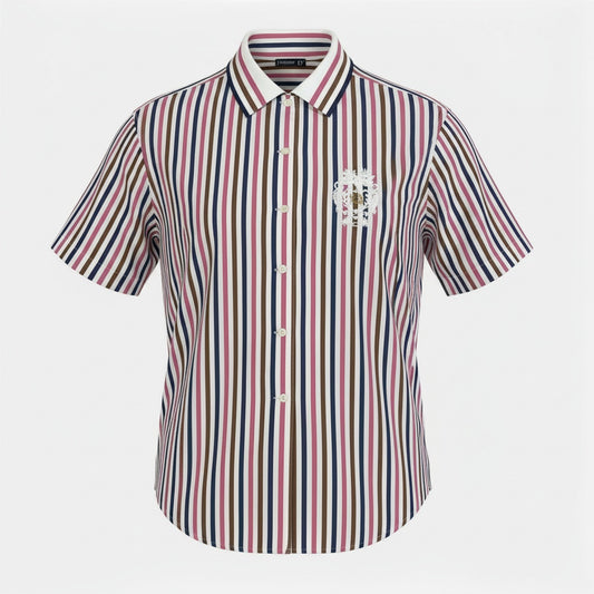 Ia23 Christian Dior クリスチャンディオール 半袖シャツ トップス エンブレム刺繍 M マルチカラー ストライプ レディースu02t