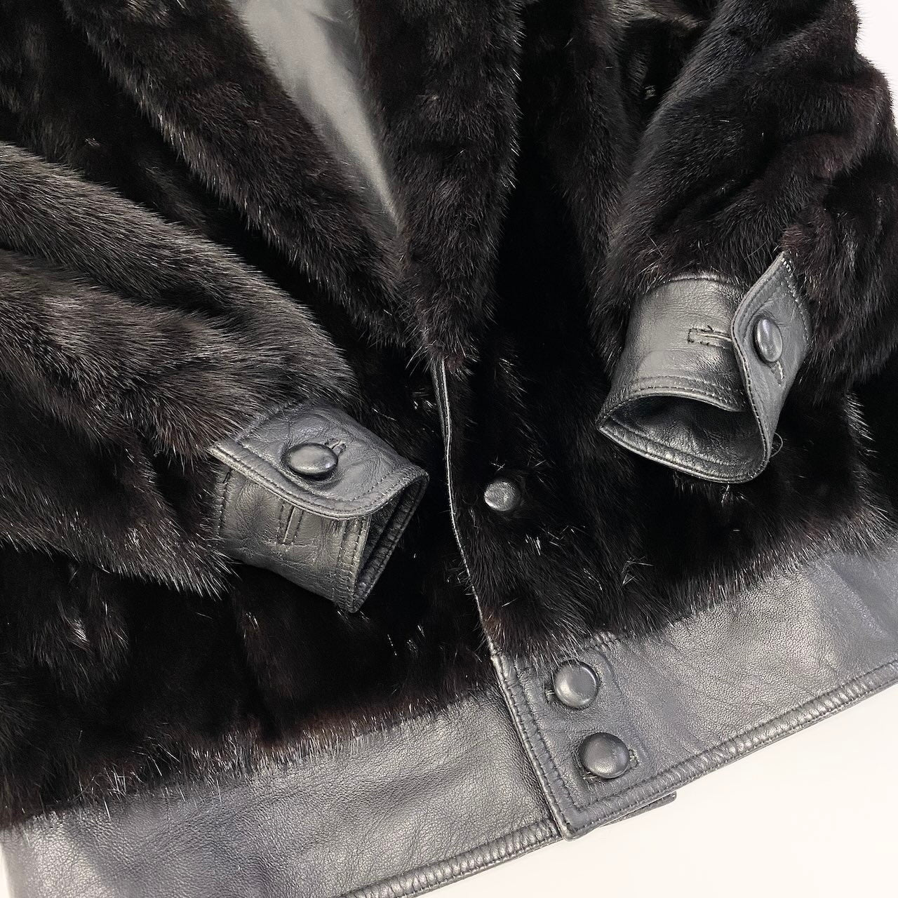 44c21 MG Sable Fur リバーシブル ダークミンクファー コート ラムレザー サイズF ブラック 本毛皮 × 羊革 Reversible Mink Fur Coatt18r