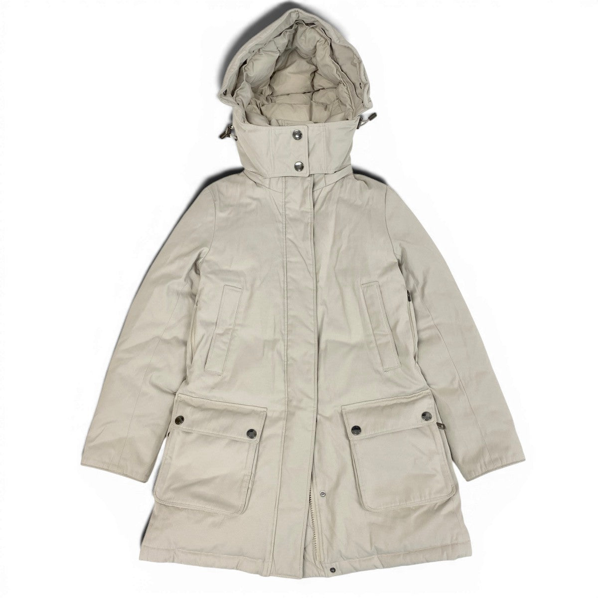 Eg9 BURBERRY LONDON バーバリーロンドン フーデット ダウンコート モッズコート 2way  サイズ38 ベージュ レディースo07t