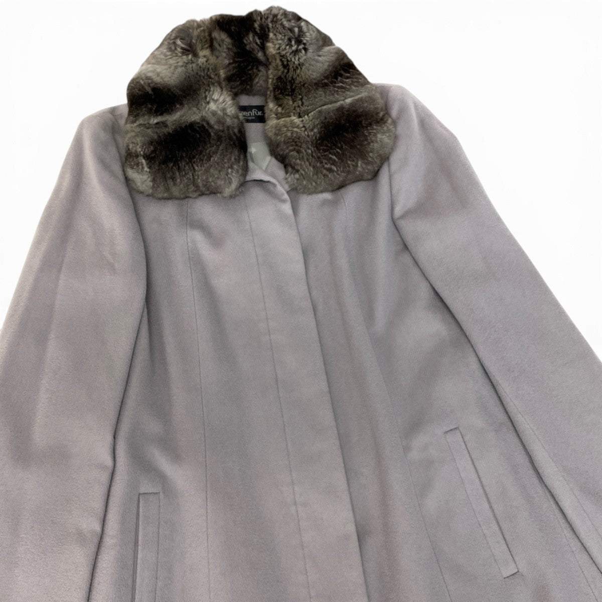 51i2 Rozenfur ローゼンファー カシミヤロングコート チンチラ 日本製 40サイズ グレー カシミヤ チンチラ レディース 女性用u02t