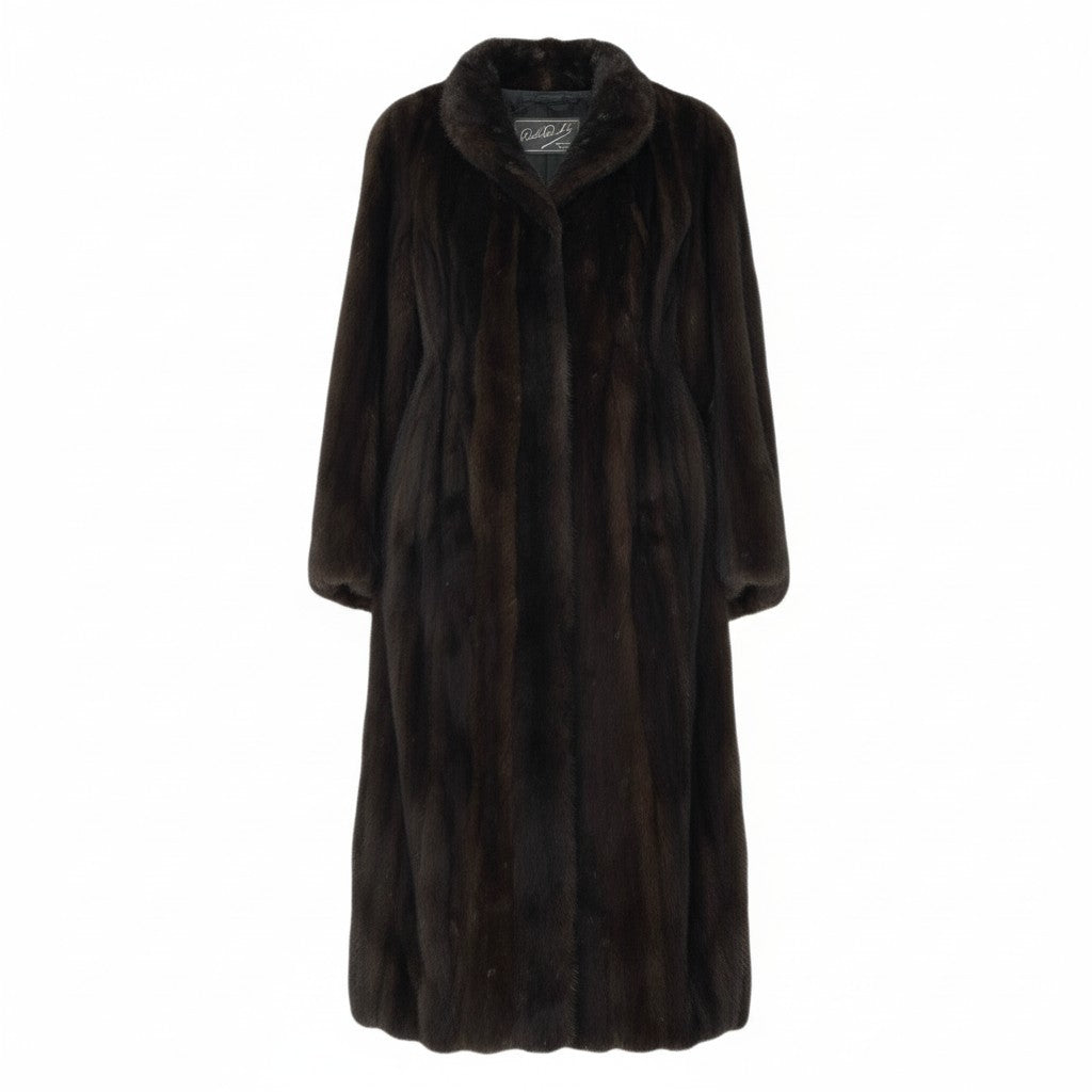 47c18 超ロング ダークミンク ファーコート 丈110cm サイズF ダークブラウン 本毛皮 Dark Mink Fur Super Long Coatt18r
