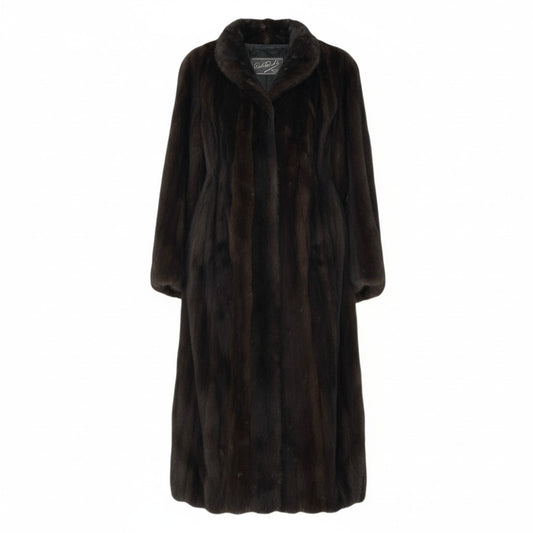 47c18 超ロング ダークミンク ファーコート 丈110cm サイズF ダークブラウン 本毛皮 Dark Mink Fur Super Long Coatt18r