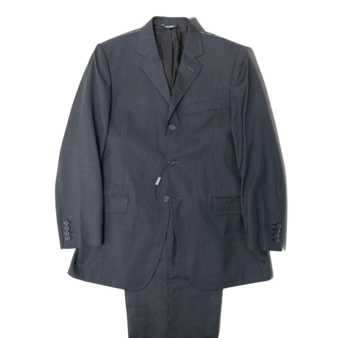 77h20【新品未使用】DOLCE&GABBANA ドルチェアンドガッパーナ スーツセットアップ テーラードジャケット スラックス ストライプ イタリア製 52サイズ グレー ウール100％ メンズ 男性用k02i