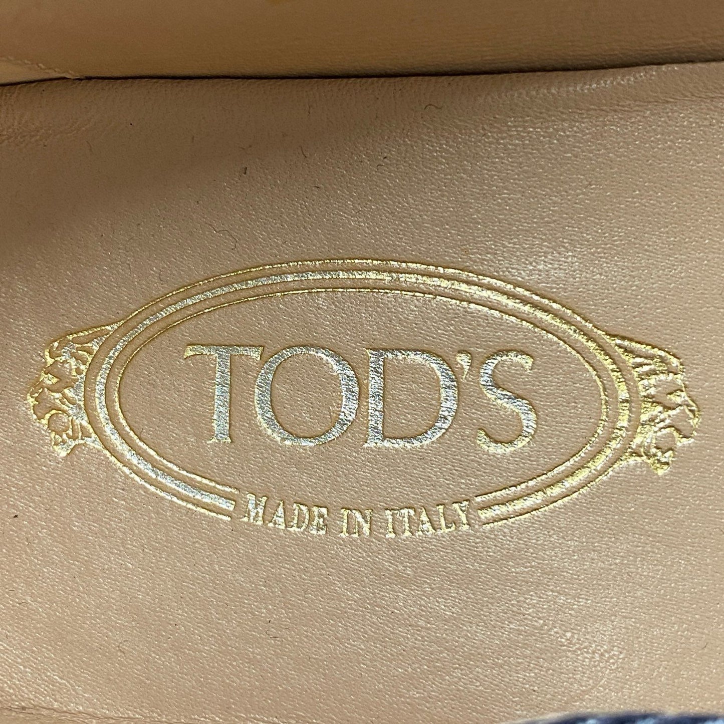 3d10《美品》 TOD’S トッズ ビジュー付き ペプルドット デニム フラットシューズ ドライビングシューズ スリッポン 35 1/2 インディゴ イタリア製 スニーカー レディース 婦人靴 スリッポン