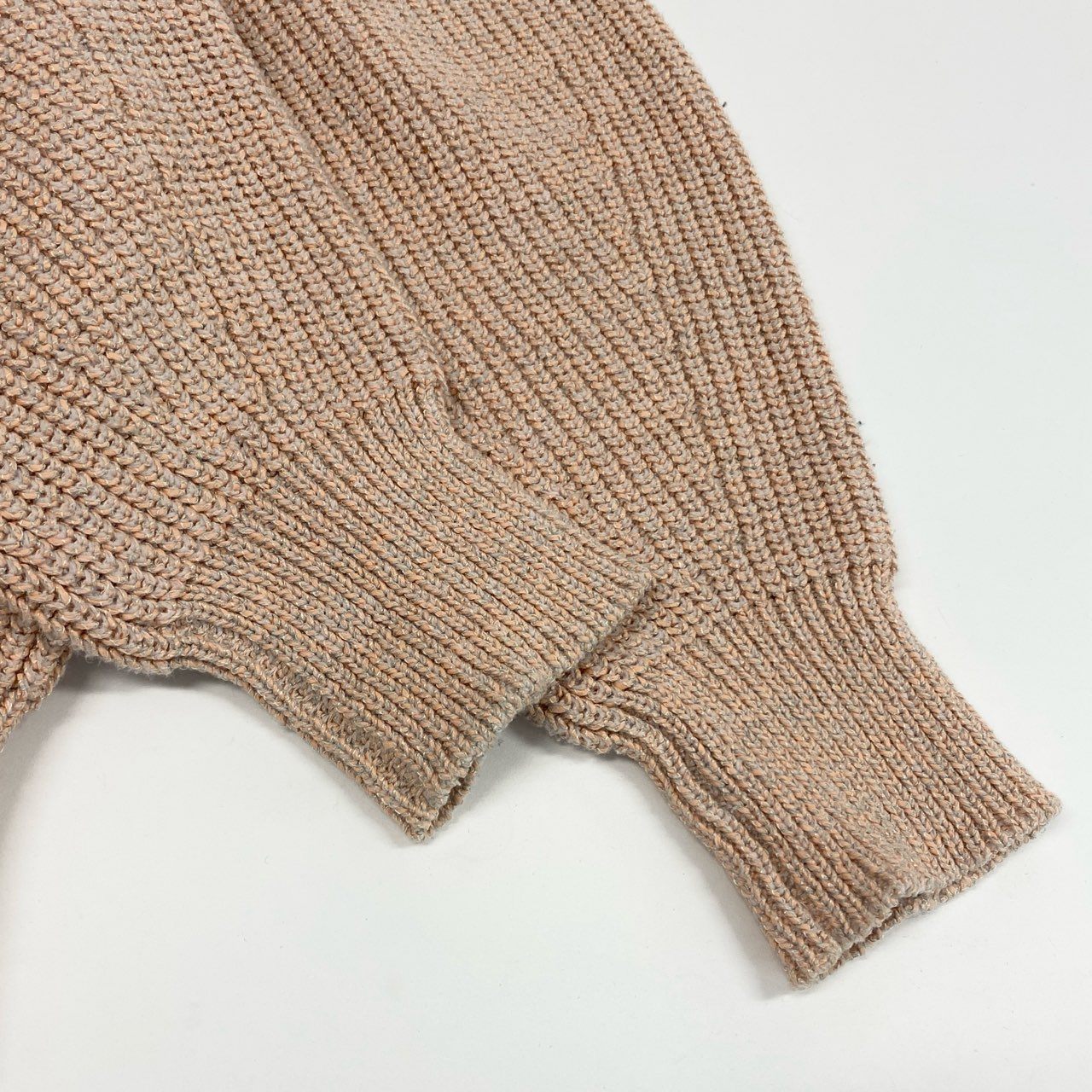 1j27《美品》Drawer ドゥロワー クルーネックプルオーバーニット 7G畦編み ニットセーター 6513-105-0979 1サイズ ピンクベージュ レディースu02t