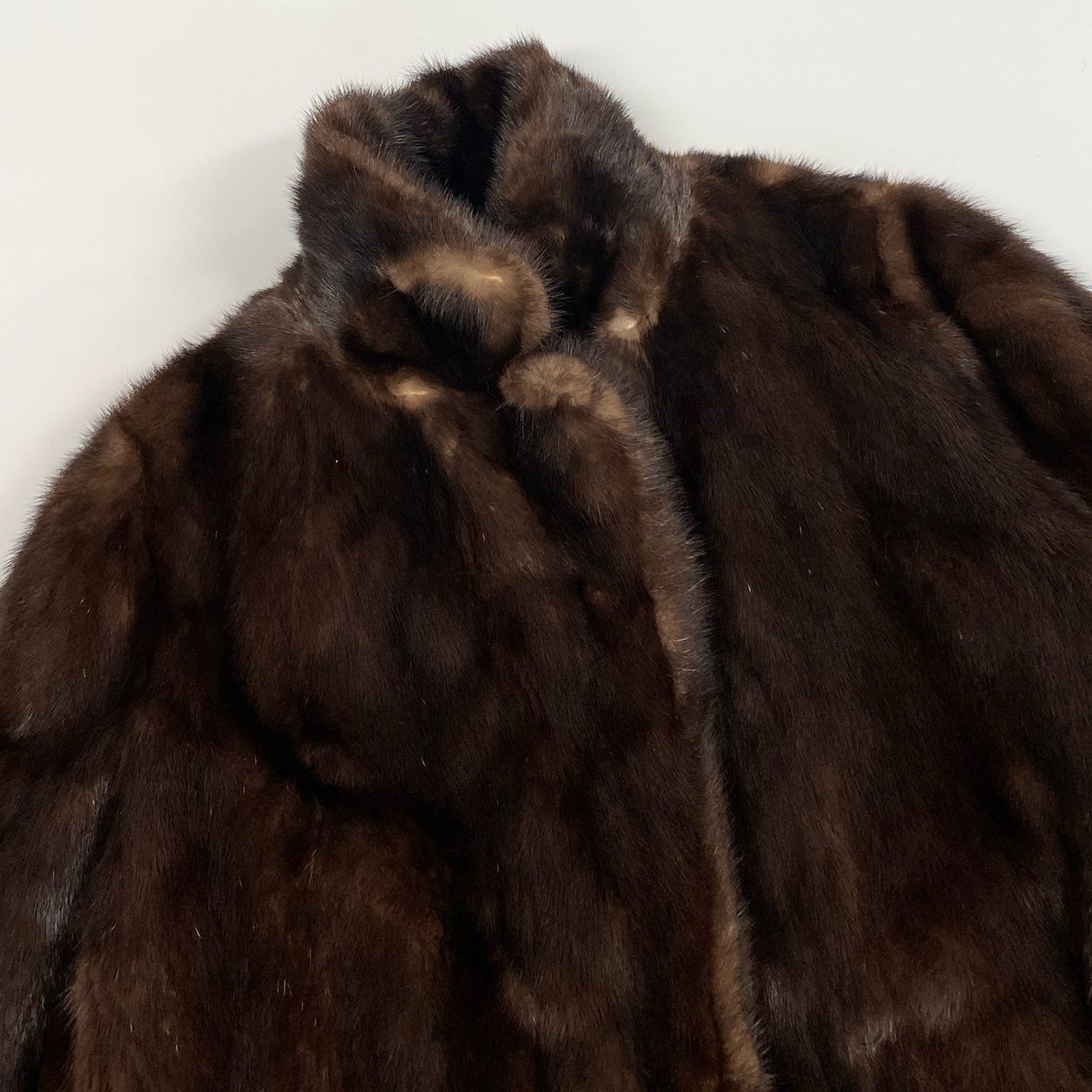 70l1《本毛皮》 デミバフミンク ミンクコート ハーフコート ミンクファー 裏地花柄 MINK FUR 9 ブラウン系u02t