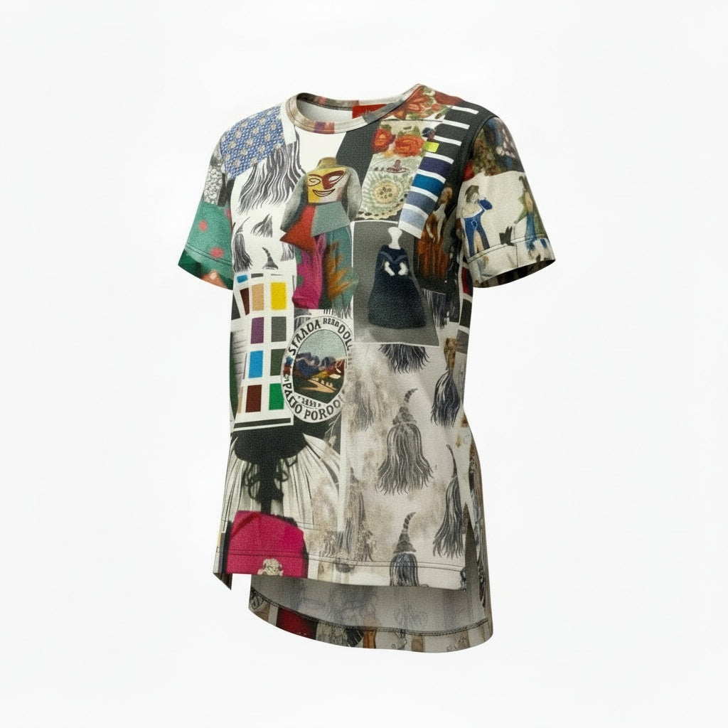 78b26 Vivienne Westwood ヴィヴィアンウエストウッド ムードボード半袖Tシャツ コットンTシャツ 総柄プリント 1612-331022 Mサイズ マルチカラー コットン100％ レディース 女性用u02t