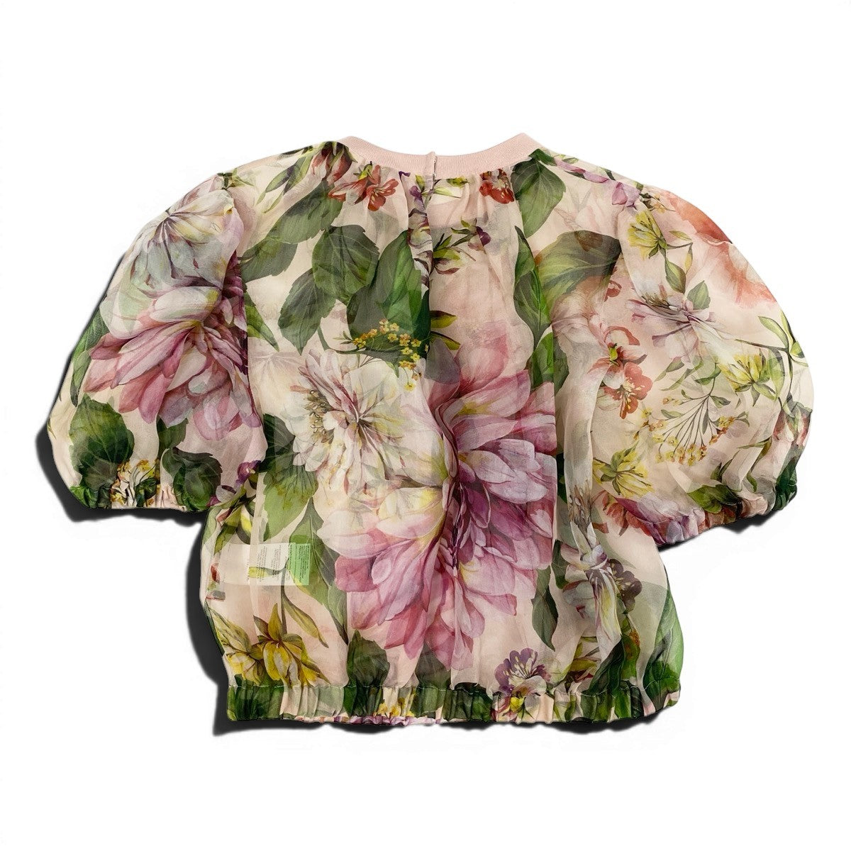 Eg10 DOLCE&GABBANA ドルチェアンドガッパーナ 花柄 シースルーブラウス クロップド丈 サイズ40 ピンク シルク100％ レディースk02i