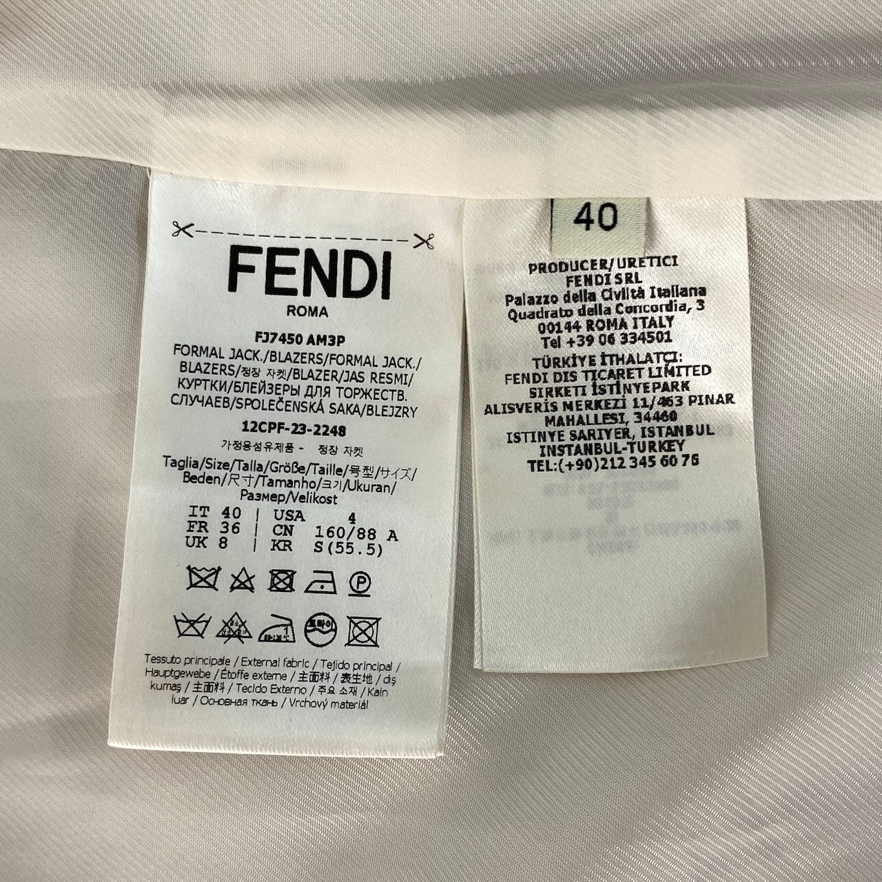 Ig6【新品保管品】FENDI 23年 ウールテーラードジャケット 刺繍 FJ7450 AM3P 40サイズ ベージュ ウール100％ レディース 女性用u02t