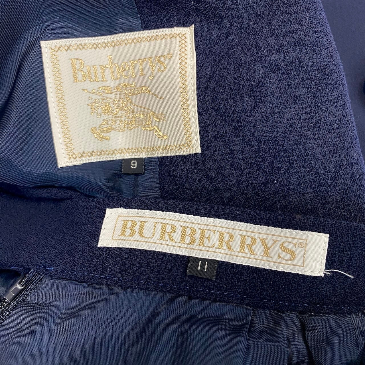 80i10 Burberrys バーバリー セットアップ スカートスーツ フォーマル サイズ9 ネイビー レディースo07t