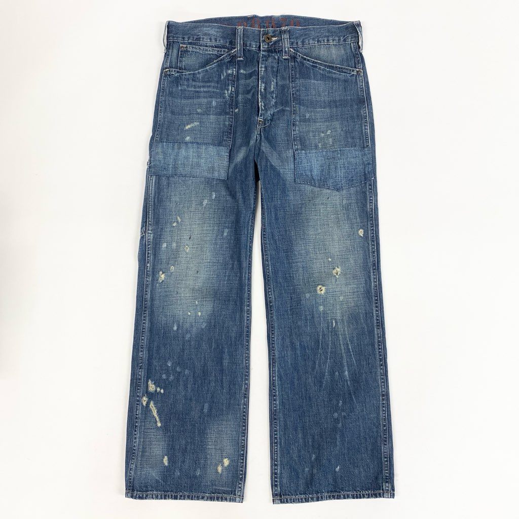 13l27 DOUBLE RL ダブルアールエル デニム ペインターパンツ 32×30 インディゴ ブルー ジーンズ Ralph Lauren ラルフローレン ヴィンテージ加工t18r