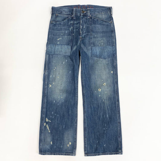 13l27 DOUBLE RL ダブルアールエル デニム ペインターパンツ 32×30 インディゴ ブルー ジーンズ Ralph Lauren ラルフローレン ヴィンテージ加工t18r