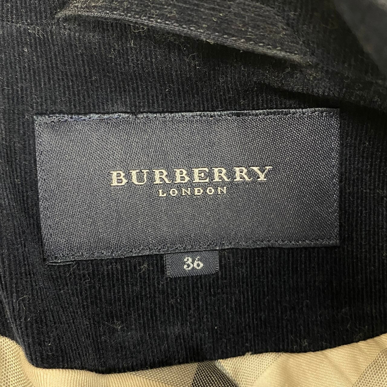 32e16 BURBERRY LONDON バーバリーロンドン コーデュロイジャケット ノバチェック ブレザー  FC315-702-28 36サイズ ネイビー レディース 女性用t18r
