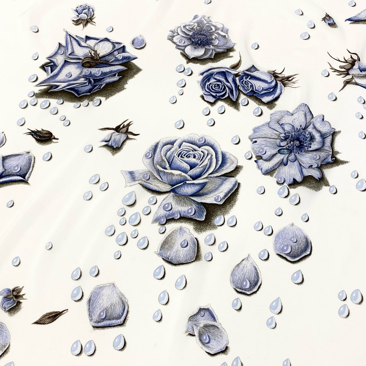 b20 HERMES エルメス LA ROSSE CARRE GEANT ラ・ロゼ カレジュアン スカーフ 薔薇の雫 140 ブルー Rose Flourt18r