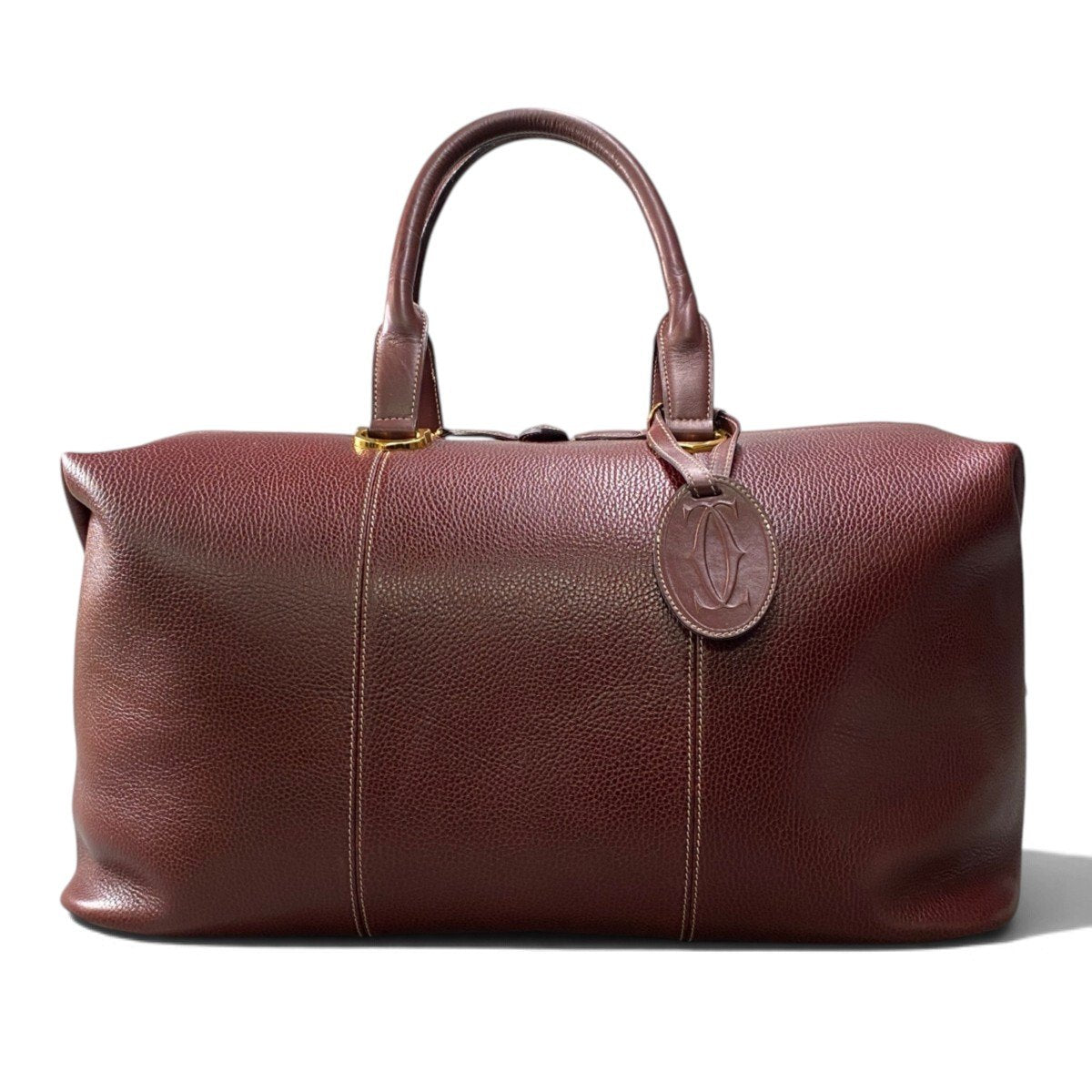 j4 Cartier カルティエ ヴィンテージ ボストンバッグ Vintage Weekender Bag Burgundy バーガンディ レザーt18r