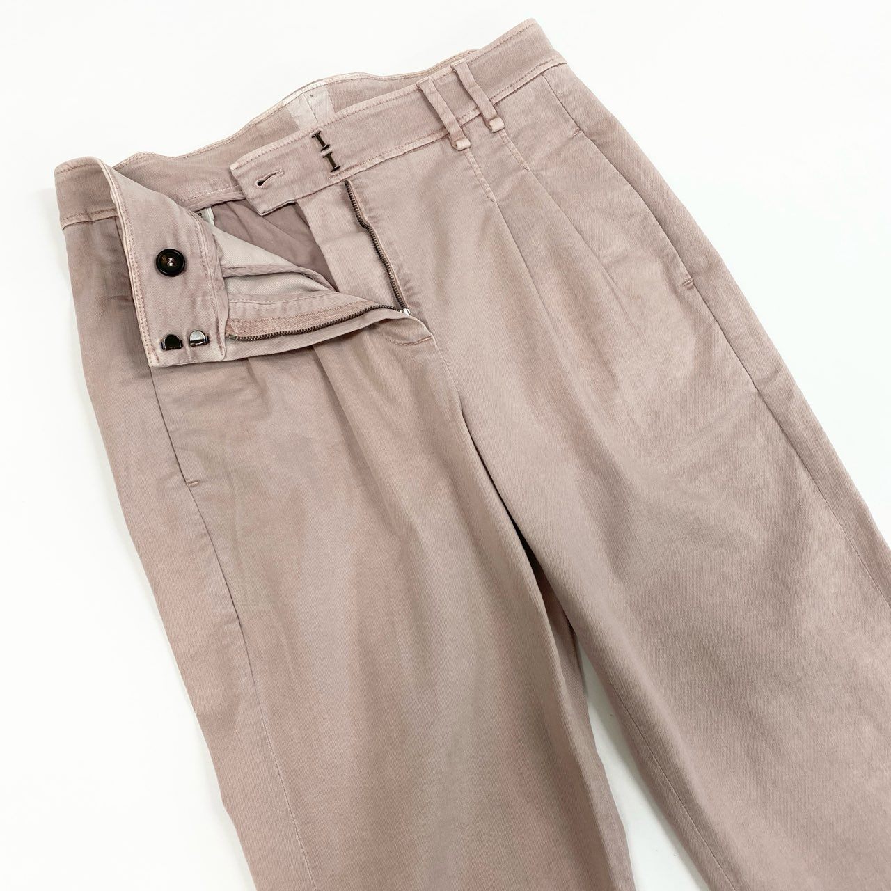 31k2 BRUNELLO CUCINELLI ブルネロクチネリ イタリア製 ビーズデザイン 2タックパンツ ボトムス 40 ピンク コットン レディースo07t