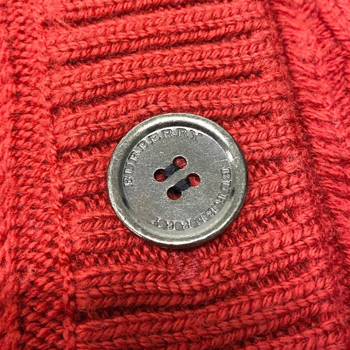 8d13 BURBEERY LONDON バーバリー ケーブルニット カーディガン サイズ1 レッド Cable Knit Cardigan 日本製t18r